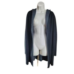 Wool Blend BNCI Blanc Noir Hooded reversible Cardigan W/ M Gray Longline LN/NWOT